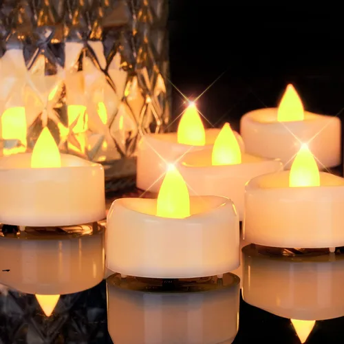 Miniatura 10 de merrynights - Velas LED sin llama, paquete de 12 velas pequeñas a pilas, velas para decoración de fiestas, hogar, bodas y otoño, 1.5 x 1.25 pulgadas