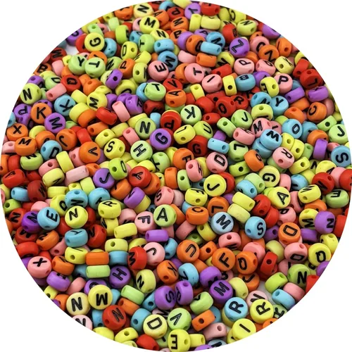 Miniatura 7 de 1000 cuentas redondas de acrílico del alfabeto para la fabricación de joyas y manualidades (cuentas blancas de letras coloridas)