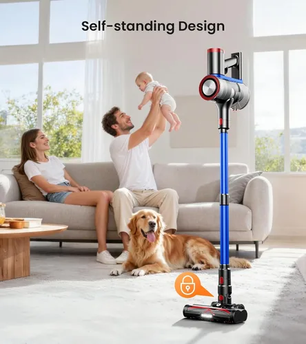 Miniatura 10 de NADALY Aspiradora inalámbrica, 550 W, 45 kPa, 65 minutos, aspiradora para el hogar, aspiradora de palo con pantalla LED, antienredos, autoportante