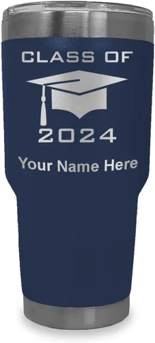 Miniatura 38 de LaserGram Vaso aislado al vacío de 20 onzas, grado de tapa clase de 2024, 2025, 2026, 2027, 2028, grabado personalizado incluido (negro)