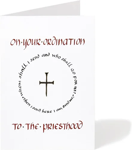 Miniatura 13 de Tarjeta de felicitación de aniversario de ordenación con sobre, diseño cristiano de vitrales con mensaje de bendición, tarjeta religiosa premium