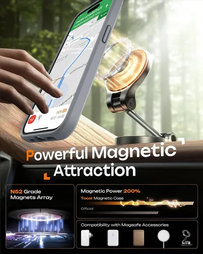 Miniatura 4 de TOCOL Funda magnética 3 en 1 para iPhone 15 Pro Max, mejorada [protección completa de la cámara] con 2 protectores de pantalla, compatible con Gris