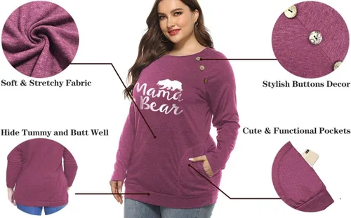 Miniatura 4 de VISLILY Camisa casual de manga larga con botones y bolsillos para mujer