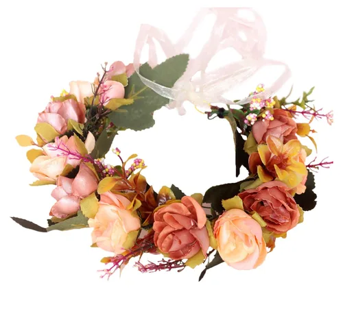 Miniatura 9 de Corona floral para mujer, diadema floral para el cabello, corona de flores, halo bohemio, fiesta, baile de graduación, fotos