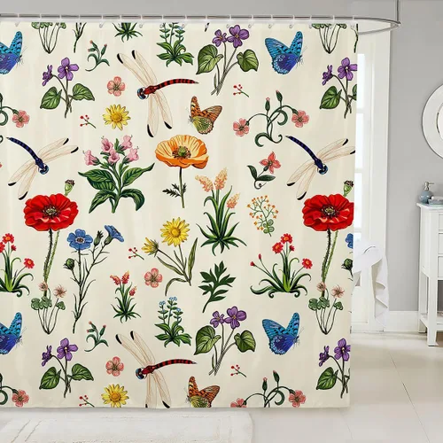 Miniatura 47 de Castle Fairy Cortinas de ducha con hojas de ginkgo, cortina de baño botánica de naturaleza verde, tela de plantas de acuarela, juego de decoración