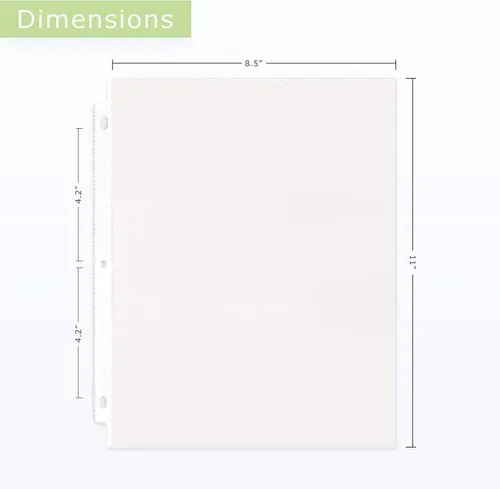 Miniatura 14 de Paquete de 100 protectores de hojas transparentes, 8.5 x 11 pulgadas, duraderos, de carga superior, agujeros reforzados, sin ácidos / caja fuerte
