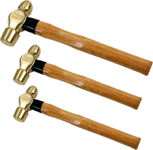 Miniatura 30 de WEDO Martillo de Bola de Latón con Mango de Fibra de Vidrio, Martillo de Bola Pein, 1lb, 280mm, 11