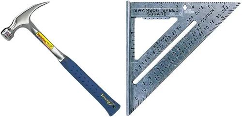 Marco de garra de martillo para pisos y baldosas, cara lisa, 20 onzas y SWANSON Tool Co S0101 7 pulgadas Speed Square, azul