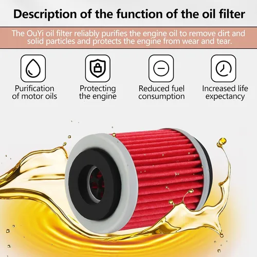 Miniatura 3 de OuYi Filtro de aceite de motocicleta para Yamaha YFM350R YFM350X YFM350ER YFM350FX YFM350FW YFM400F YZ250F YZ400F YZ426F WR250F WR426F Raptor