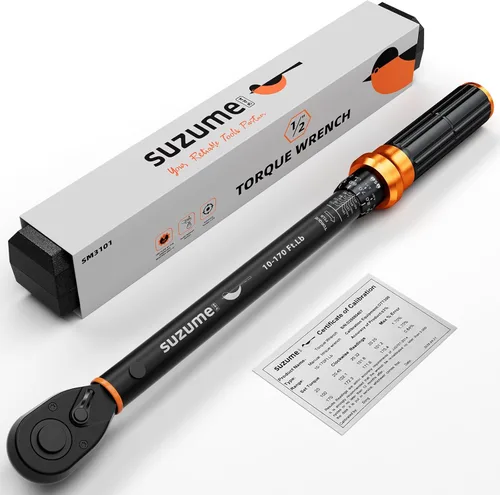 SUZUME Llave dinamométrica de 1/2 pulgada, de 10 a 170 lb ft, 14 a 231 N.m, alta precisión de ±3%, 72 dientes, doble dirección, ajustable, doble