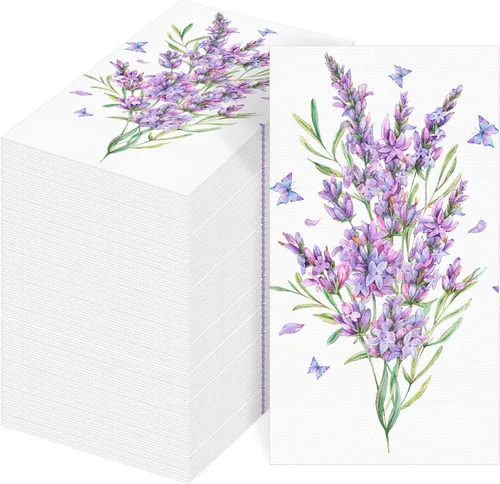 Miniatura 10 de Paquete de 100 servilletas florales desechables de papel de 2 capas decorativas para cena, servilletas de cóctel de flores para baño, inodoro
