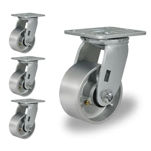 Ruedas giratorias de 4 x 2 pulgadas, ruedas industriales resistentes, ruedas giratorias con rodamiento de rodillos - Ruedas de hierro fundido de