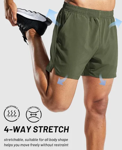 Miniatura 5 de MIER Pantalones cortos deportivos para correr de 5 pulgadas para hombre con bolsillos, de secado rápido, ligeros, pantalones cortos de entrenamiento
