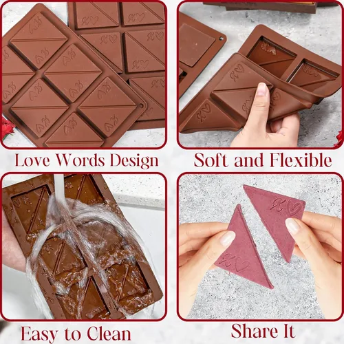 Miniatura 4 de Webake Molde cuadrado para chocolate, paquete de 2 moldes de silicona para chocolate de conversación, molde de chocolate para parejas románticas
