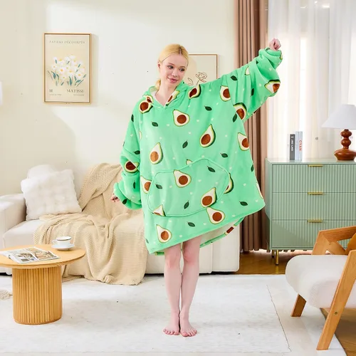 Miniatura 8 de Moinlizy - Sudadera con capucha tipo manta extragrande, portátil con capucha y bolsillo, de grueso sherpa, para mujeres y hombres adultos