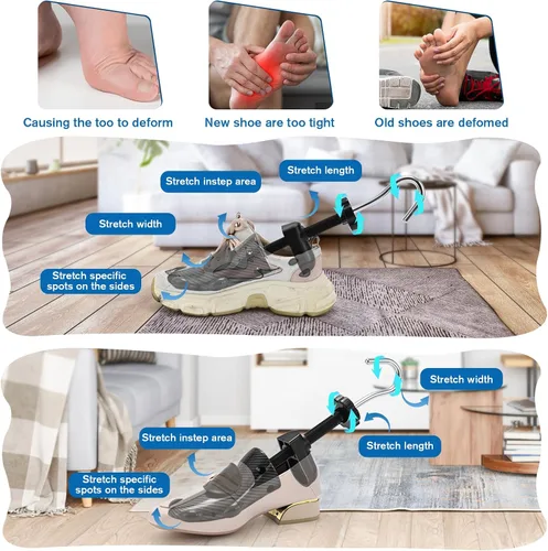 Miniatura 12 de eachway - Estirador de zapatos para hombre y mujer, ajusta el largo y ancho del calzado, para tallas de hombre de EE. UU. de 10 a 13.5