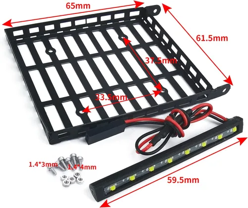 Miniatura 4 de MOHERO RC 1/24 Metal Roof Rack Equipaje con Faro para 1/24 RC Crawler Car Axial SCX24 AXI00005 Gladiador Actualización Piezas