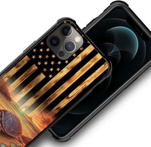 Miniatura 77 de DAIZAG Compatible con iPhone 13 Pro Max, Funda de TPU Protectora Anti-Arañazos Todo En Uno, Fundas para Hombre Mujer - Motivo de Madera Americana
