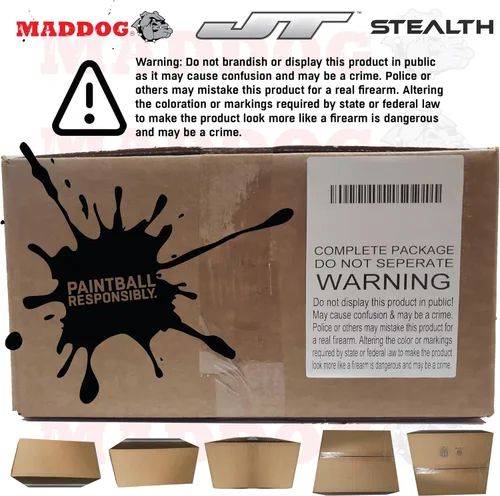 Miniatura 8 de Maddog JT Stealth Paintball Gun Marker and Accessory Starter Packages [CO2] Marker, 20oz CO2 Tank, Mask, Hopper, Pods, Harness & Protective Gear