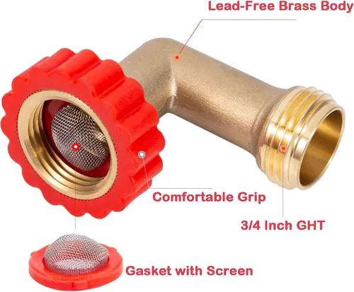 Miniatura 2 de Protector de manguera de latón sin plomo de 90 grados, adaptador de conexión giratoria rápida de 90°, conector de rosca de tamaño de rosca de 3/4