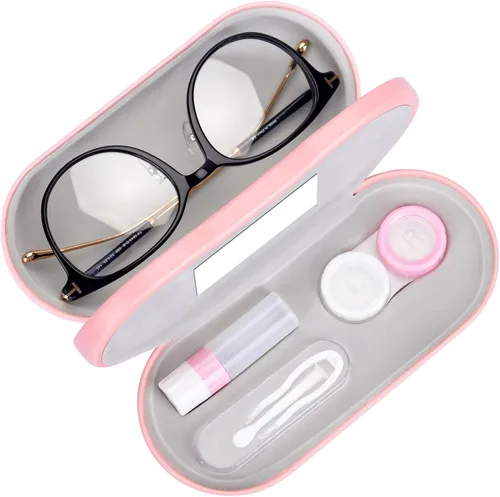 Miniatura 9 de Muf - Estuche portátil 2 en 1 para lentes y lentes de contacto, diseño de doble uso, a prueba de fugas, pinzas y botella con solución incluidas
