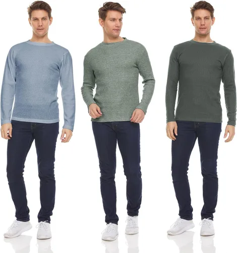 Miniatura 26 de DARESAY Paquete de 3: camiseta térmica de manga larga para hombre, camisetas de manga larga Henley & Crew para hombre, camisetas de manga larga