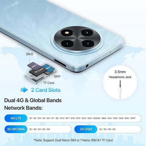 Miniatura 4 de UMIDIGI G100 Teléfono celular desbloqueado Android 14, pantalla HD+ de 6.9" a 120Hz, Octa-core 16GB + 256GB Expand 1TB, GPS, teléfono inteligente