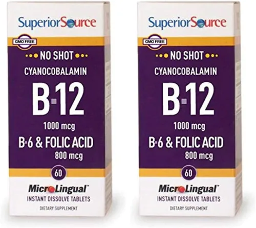 Miniatura 9 de Superior Source Tableta multivitamínica de ácido fólico B12/B6, 1000 mcg/2 mg/800 mcg, 60