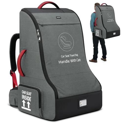 Miniatura 11 de RAINSMORE Bolsa de viaje acolchada para asiento de coche para avión, mochila de asiento de coche resistente para viajes aéreos, bolsas de funda