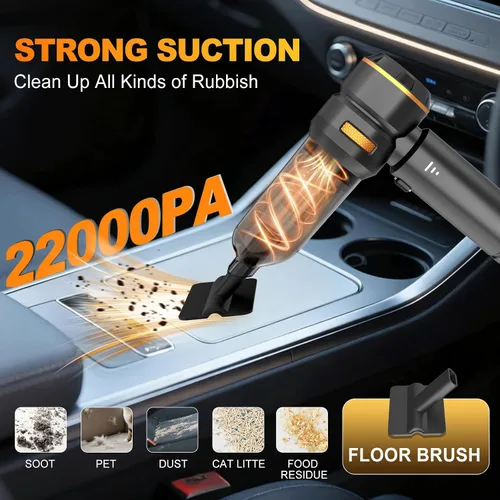 Miniatura 2 de Aspiradora de mano inalámbrica para automóvil, 22000 PA, succión fuerte, mini aspiradora con motor sin escobillas, aspiradora portátil 4 en 1