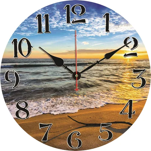 TAHEAT Reloj de pared náutico de mar, pequeños relojes costeros de playa, reloj de pared decorativo, funciona con pilas, silencioso, sin tictac,
