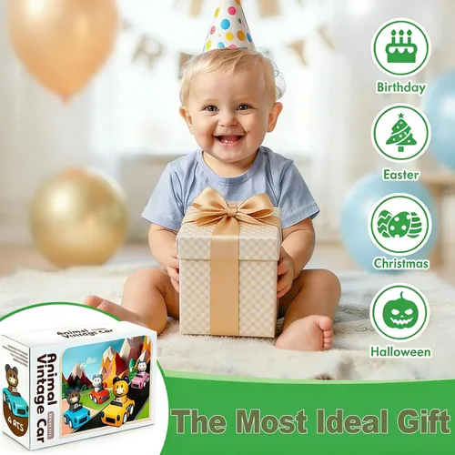 Miniatura 8 de Juguete de coche Press to Go para niños de 1 a 3 años, impulsado por fricción, no requiere pilas, sin BPA, fácil de limpiar, juguete para interiores