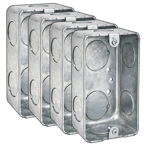 Miniatura 9 de Caja práctica profunda, caja eléctrica de acero estirado de 4 x 2, 2-1/8 pulgadas de profundidad de metal de una sola banda de montaje en superficie