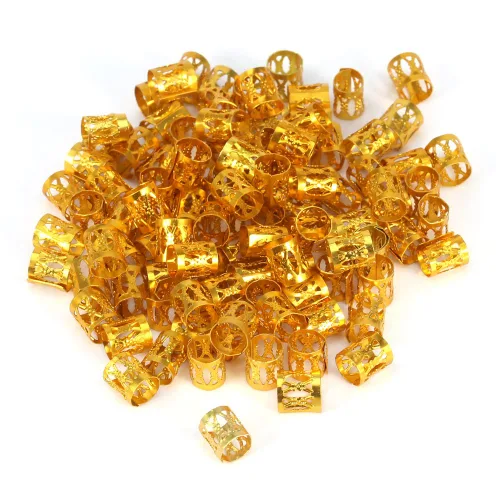 Miniatura 6 de 100 piezas de cuentas trenzadas de metal, nuevas cuentas de rastas coloridas, anillos trenzados para el cabello, clips para cerraduras de temor