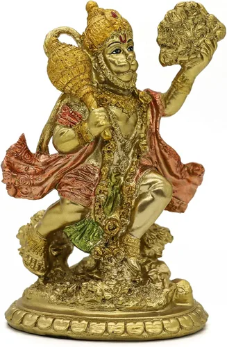 alikiki Estatua de Hanuman volador de Dios hindú – Ídolo indio Hanuman Murti Pooja Escultura India Señor Estatuilla de Señor de la India Templo