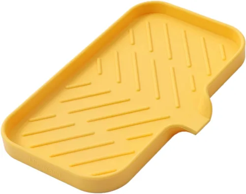 Miniatura 46 de MicoYang Jaboneras de baño de silicona con boquilla de drenaje, organizador de fregadero de cocina, soporte de esponja, bandeja de jabón para Azul