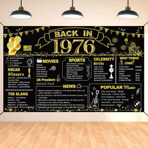 Miniatura 18 de DARUNAXY 100 cumpleaños de oro negro decoración de fiesta, pancarta de "Back in 1926" póster de fiesta de 100 años suministros, 6x3.6 pies gran