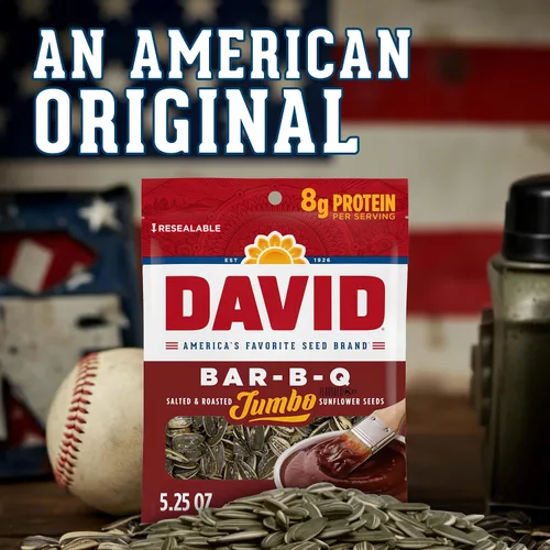 Miniatura 6 de DAVID Semillas de girasol jumbo, sabor Bar-B-Q, aperitivo de béisbol para el día del padre, 5.25 onzas