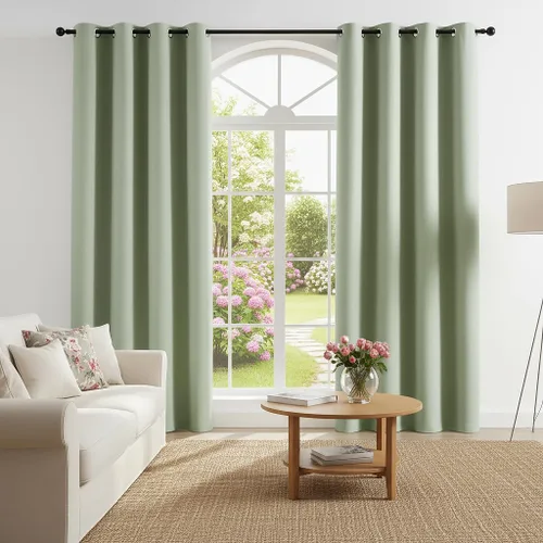 Miniatura 32 de Jubilantex Cortinas opacas plisadas negras de 63 pulgadas, cortinas de lino sintético para dormitorio, sala de estar, casa rural, juego de cortinas