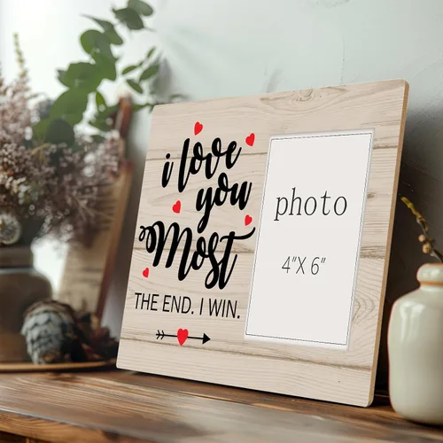 Miniatura 6 de I Love You Most Gifts - Marco de fotos de madera con corazones para él, su cumpleaños, aniversario, Navidad, regalo sentimental "I Love You