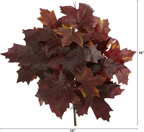 Miniatura 2 de Nearly Natural Flor artificial de hoja de arce de otoño de 18 pulgadas (juego de 2)