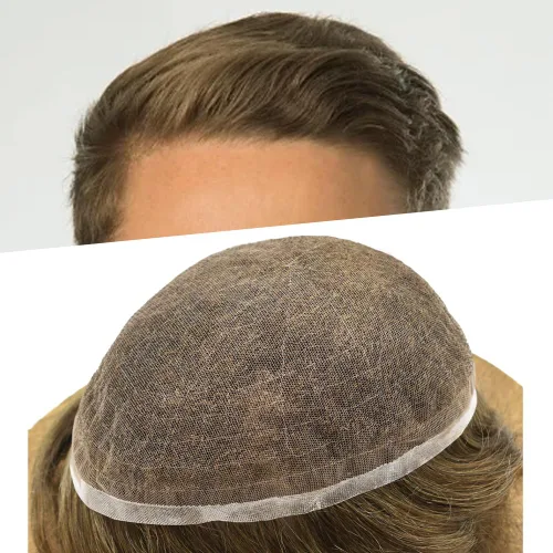 Miniatura 60 de PUNRU HAIR Completo Swiss Lace Toupee para hombres Sistema de cabello humano real Sistema de reemplazo de cabello humano para hombre Toupee