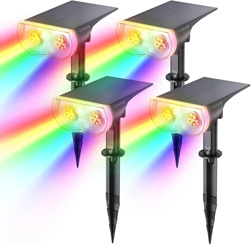 Miniatura 14 de Linkind - Paquete de 2 focos solares para el atardecer hasta el amanecer, luces solares para jardín con 16 LEDs, de luz blanca cálida de 3000 K
