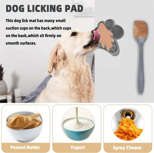 Miniatura 4 de Tapete de alimentación lenta con ventosas, diseño antideslizante, reductor de aburrimiento y ansiedad para perros y gatos, tapete calmante para Gris