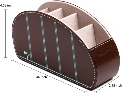 Miniatura 2 de Soporte para control remoto, caja organizadora de piel sintética con 5 compartimentos para mesa, cama, oficina, almacenamiento remoto, accesorios