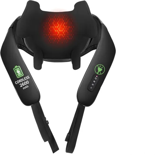 Miniatura 9 de MASGRE Masajeador Shiatsu de espalda y cuello, masajeador de hombros inalámbrico con calor, almohada eléctrica de masaje de tejido profundo 3D