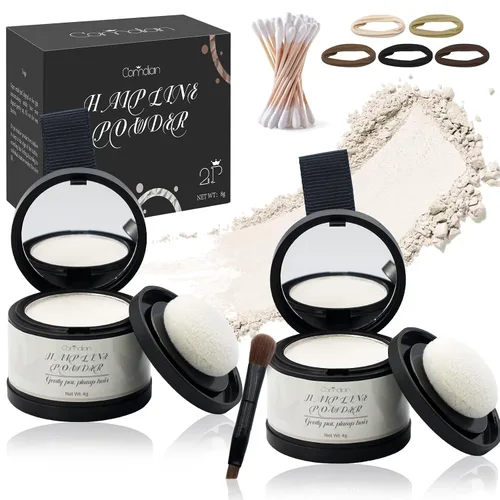 Miniatura 20 de Paquete de 2 polvos de línea capilar para mujeres y hombres, se utiliza para retoques de raíces, color de cabello, adelgazamiento y cobertura