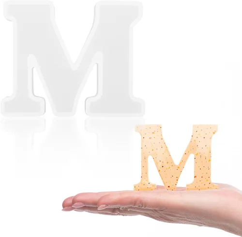 Miniatura 30 de Gartful Moldes de letras de resina, molde de resina epoxi del alfabeto mayúscula B, moldes de silicona 3D gruesos para hacer letras, arte