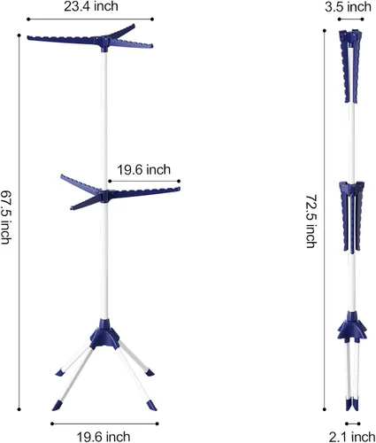Miniatura 2 de APEXCHASER Tendedero de secado de ropa plegable de 2 niveles, estante de ropa plegable de 57 pulgadas, 4 patas, 6 brazos para 48 perchas, aireador