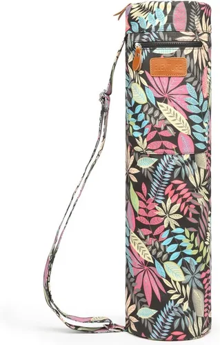 Miniatura 12 de Bolsa de lona para esterilla de yoga con correa ajustable y bolsillos, bolsa de gimnasio de viaje con cierre completo para mujeres y hombres, se